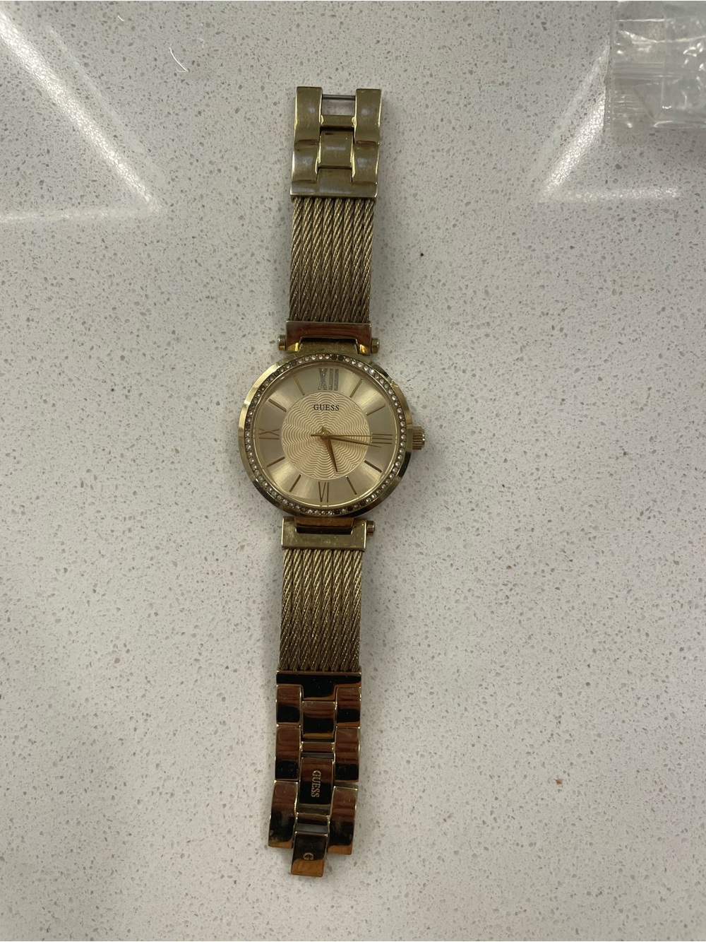 GUESS Gold-Tone Women's Crystal Accent Bracelet Watch